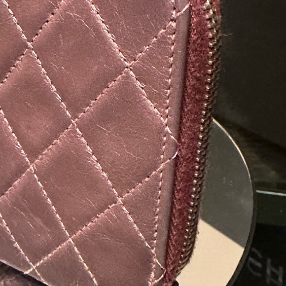 Authentic Chanel Matelasse Long Wallet Round zipper Leather purple. - Picture 6 of 17